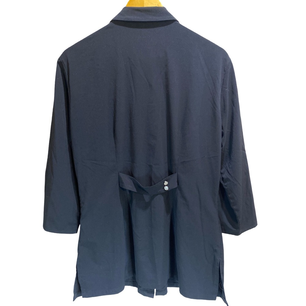 Smart by Maevn Womens Black Zip Front Scrub Jacket Professional Medical Coat L - Picture 2 of 10